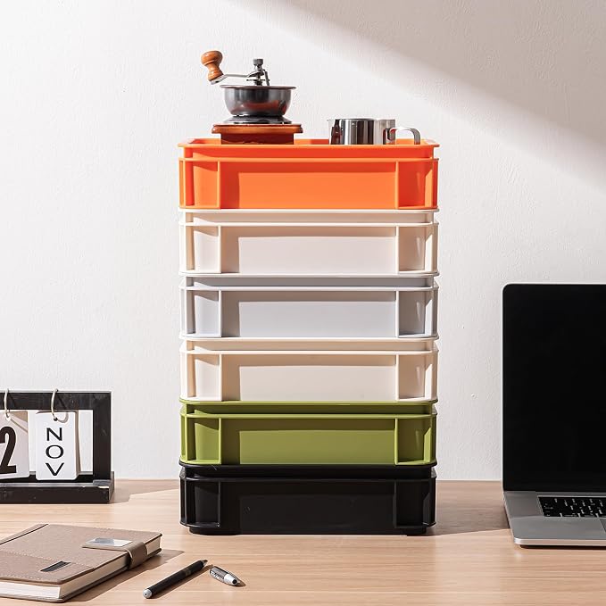 Stackable Drawery Bin for Makeup, Jewelry, Office Supplies & Small Crafts! The Compact, Open-Top Design Allows for Effortless Grab-and-Go Access10.63''*7.4''*2.95'' (Mixed color, 4Medium)