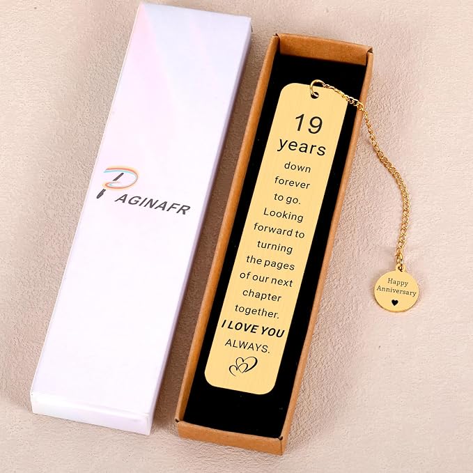 19th Bronze Anniversary Gifts for Men Women, 19th Wedding Anniversary Bookmark Gifts for Wife Husband Couples, Bronze Gift for 19 Year, Happy 19 Anniversarys Bookmark Gift for Mothers Day Fathers Day