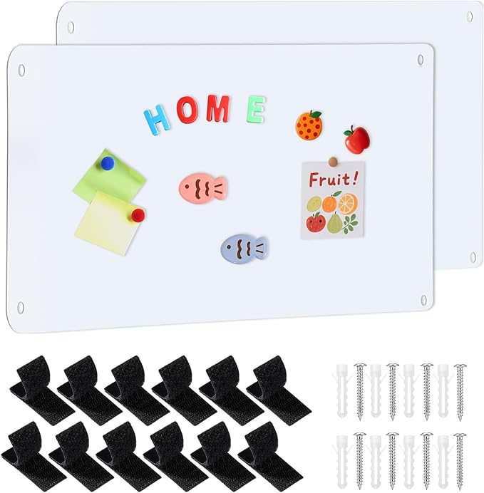 Thboxes 2 Pack Magnetic Board, 17" x 11.8" Metal Magnet Board for Wall Magnet Bulletin Boards for Cabinet Refrigerator Home Office to Display Magnetic Spice Jars Fridge Magnets Notes Photos (White)