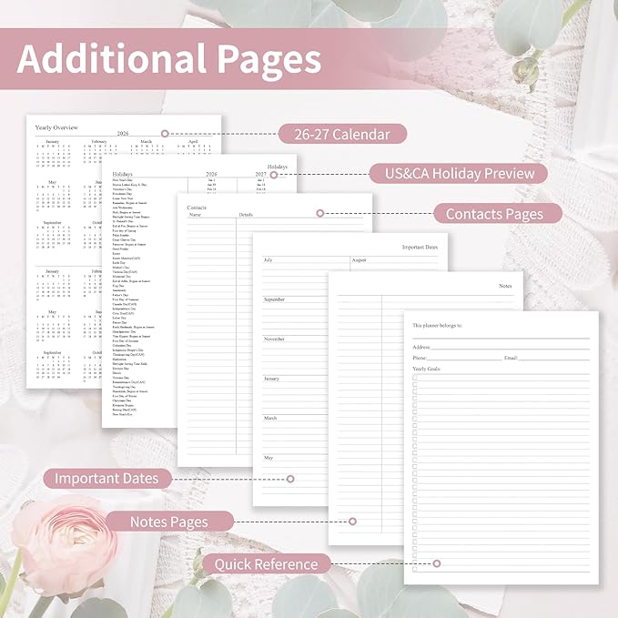 Planner 2026-2027, 8.5" x 11" Weekly and Monthly Planner with Tabs from Jul 2026 - Jun 2027 Academic Year, A4 Large Hardcover Agenda Calendar with Date for School & Office Schedule, Pink
