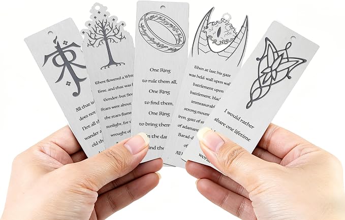 Lord of Rings Themed Metal Bookmark with Tassel for Men & Women, Stainless Steel Book Marker Gift for Fantasy Book Lovers-White Tree of Gondor