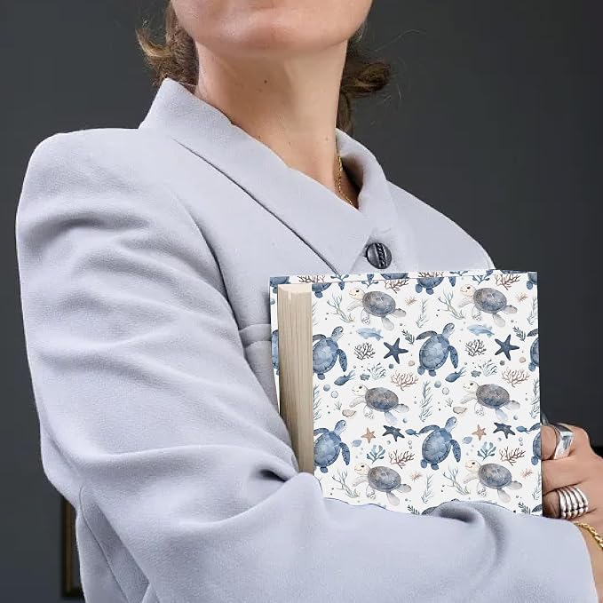 CRASPIRE Turtle Stretchable Book Cover Sea Animal Washable Reusable Large Nylon Book Protector Elastic Notebook Wraps Suitable for Hardcover Books Classroom Students