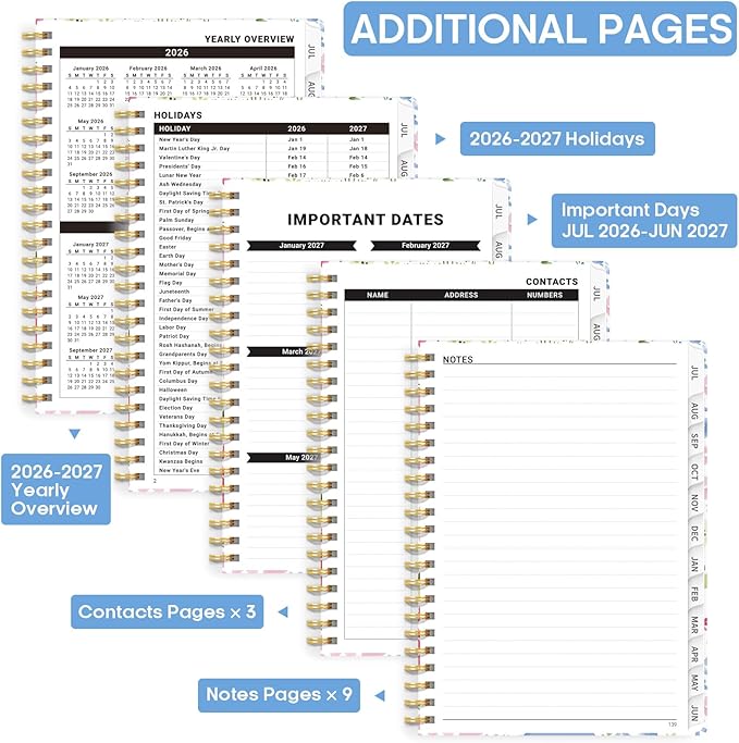 Academic Planner 2026-2027, Weekly and Monthly Calendar Book, July 2026 – June 2027, Hardcover Planner with Tabs, Perfect for Teachers, Students, Women & Men, A4 (8.5" x 11") - Disty