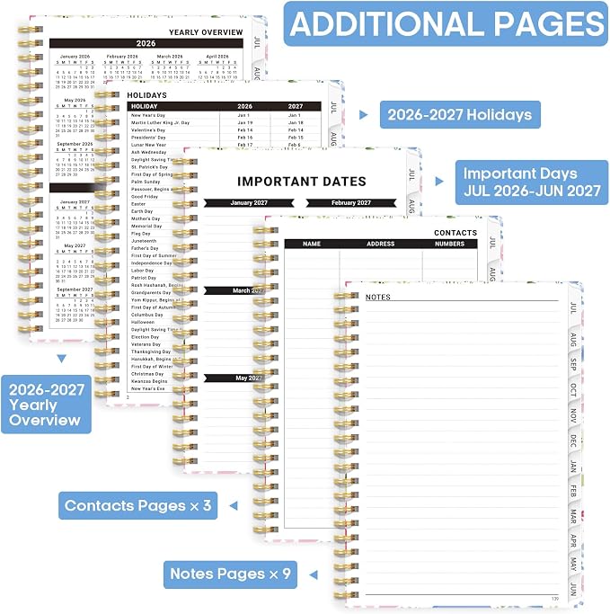Academic Planner 2026-2027, Weekly and Monthly Calendar Book, July 2026 – June 2027, Hardcover Planner with Tabs, Perfect for Teachers, Students, Women & Men, A4 (8.5" x 11") - Disty