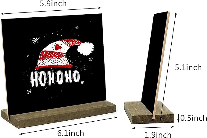 12 Pack Mini Tabletop Chalkboard Sign with Base Stand, 5 X 6 Inch Vintage Wooden, Ideal for Table Numbers, Food Signs, Message Boards, Party Decorations, Event Supplies