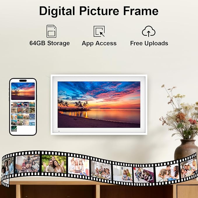 Digital Calendar 15.6" Digital Wall Planners for Family Schedules, Electronic Calendar with 1920*1080 Interactive Touchscreen, Digital Photo Frame Built-in 64GB Memory, Smart Calendar-White