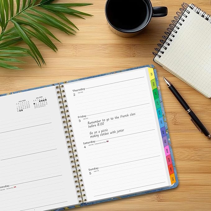 2026 Planner, Weekly and Monthly Calendar Planner for Women, 6.3" x 8.5", Jul 2026 - Jul 2027, Hardcover Planning Agenda book with Tabs, Spiral Bound, Inner Pocket, for School Office Supplies(Almond Tree)