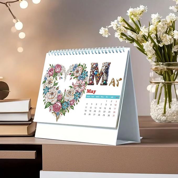 2026 Standing Desk Calendar DIY Diamond Art Painting Monthly Flip Desktop Calendar with To Do List Calendars Planner for Home Office-2026-A