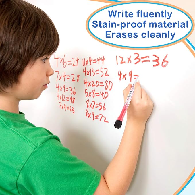 Pasimy Magnetic Dry Erase Board Whiteboard Paper 48" x 60" Large Self Adhesive Whiteboard Sticker for Wall Easy to Write Clean with 4 Markers 2 Eraser 6 Pin Magnets for Office Kids Home Fridge
