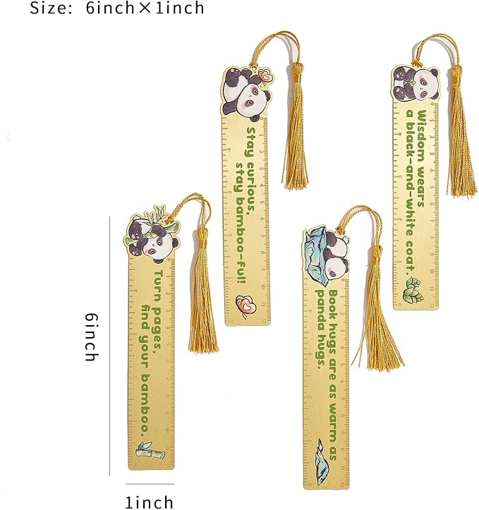 4 PCS Panda Bookmark Rules, Funny Metal Book Marks for Reading Women, Teens Teacher Planner,Book Lovers Gifts