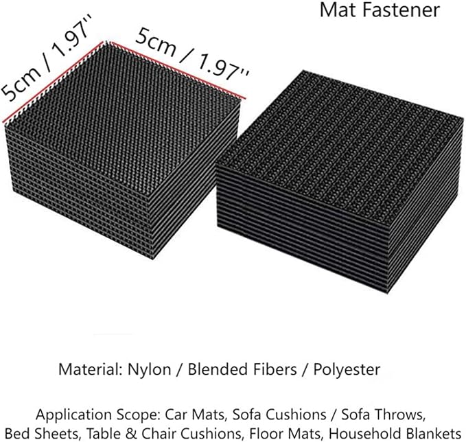 10PCS Invisible Car Mat Fastener Pads | Non-Slip Heat-Resistant Double-Sided Adhesive Hook & Loop Tape | Automotive Backed Adhesive Stickers for Secure Car Floor Mat Grip, Prevent Shifting(5x5cm)