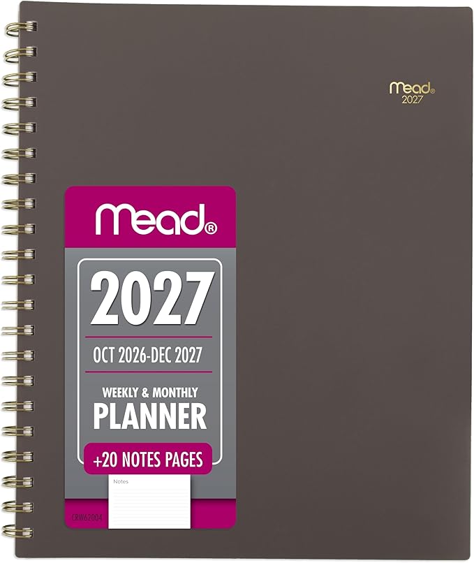 Mead 2027 Planner, Weekly & Monthly, 15-Month Oct-Dec, 8.5" x 11", Ground Coffee (CRW6200427)