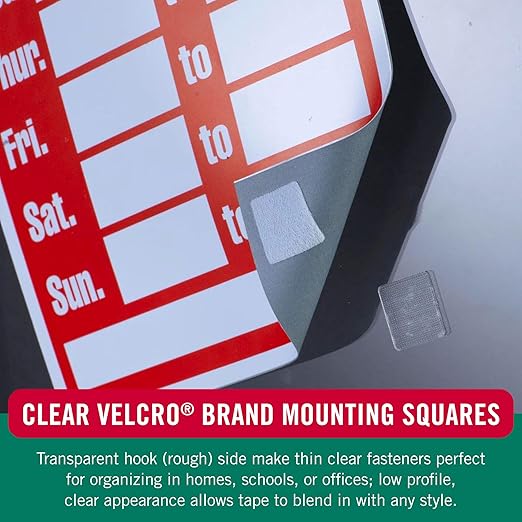 VELCRO Brand Clear Mounting Dots Square | Double Sided | For Indoor Use | Low Profile | 7/8 inch, 150 Dots, Pack of 12