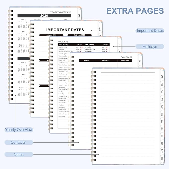 2026 Planner, Weekly and Monthly Calendar Planning Book, Jan 2026 - Dec 2026, Academic Agenda Planner for School Supplies and Office Desk Accessories - A5 (6.3" x 8.5")