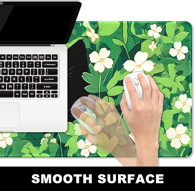 Large BOSOBO Gaming Mouse Mat, XXL, 31.5 x 11.8 Inches, Anime Grass Cat