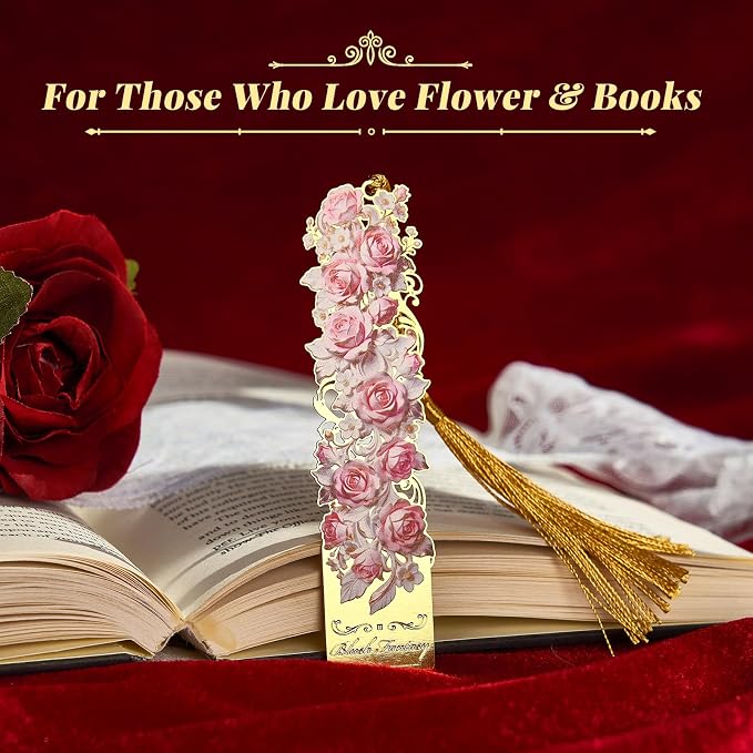 4 PCS Floral Metal Bookmark, Courtly Style Book Marks for Reading Women, Teachers, Unique Book Lovers Gift