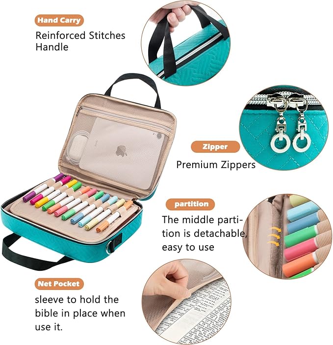 Aplufine Large Bible Case for Women-Bible Covers-Bible Carrying Case-Book Bags and Totes for Women with Detachable Shoulder Strap, Bible Gift