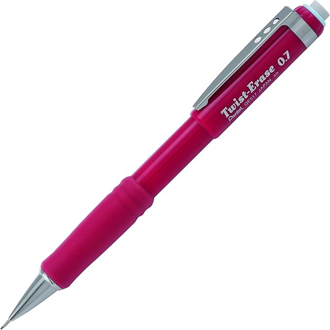 Pentel Twist-Erase III Mechanical Pencil (0.7mm), Red Barrel