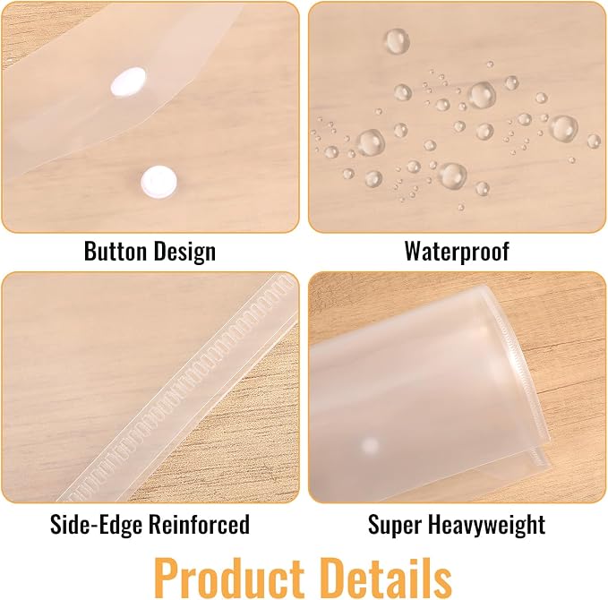 50 Pcs 9"x12" Clear Plastic Envelopes with Snap Closure, Heavy-Duty Plastic Document Envelope & File Folder for Organizing Papers (9.25"x12.8")