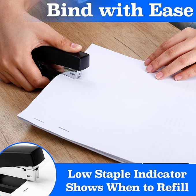 10 Pcs Staplers, Metal Desktop Staplers, Heavy Duty Office Stapler with 6000 Staples, 20 Sheet Capacity Standard Stapler for Home Desk Office(Black)