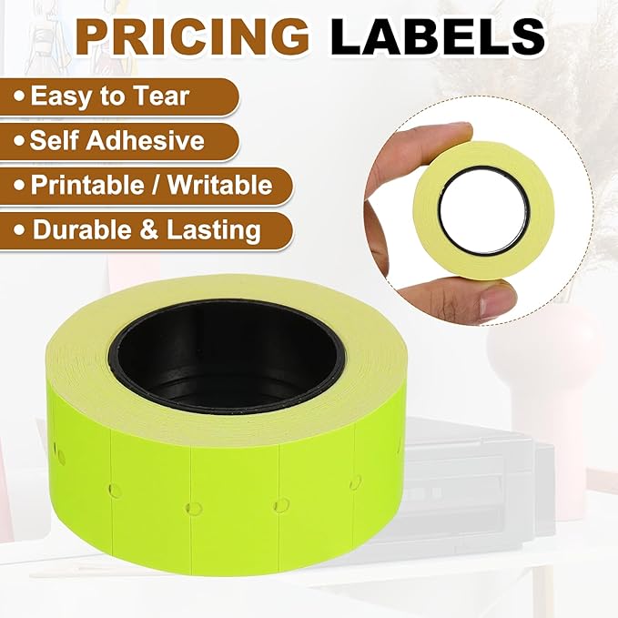 PATIKIL Pricing Labels, 10 Rolls 5000 Price Price Gun Labels Self-Adhesive Rectangular Puzzle Shape Marker Tag Stickers for Date Gun, Yellow