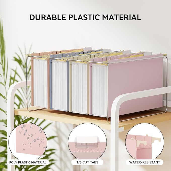 Ansook 3" Leagl Size Hanging File Folders Extra Capcity,12 Pack Plastic Legal Size Expandable File Folders with Tabs, Heavy Duty Plastic Hanging Folders for Office, Home, School & Filing Cabinet
