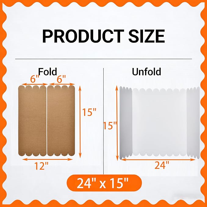 3 Pack Trifold Display Board (24"x15"), White Corrugated Poster Board for School Projects, Science Fairs, Presentations