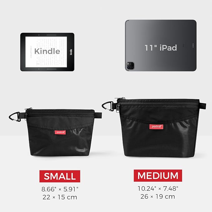pack all Double-Layered Water-Resistant Zipper Pouch, Mesh Zipper Bags for Storage, Travel, Office & Home Organization (Black, Small)