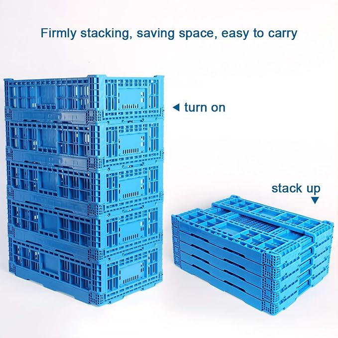 Collapsible Storage Bin Containe， 52 Liter Transfer box,crate Transit storage of various items (23.6" L x 15.7" W x 8.6" H-two)