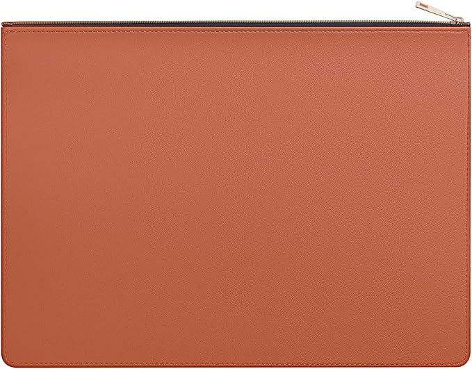 Enyuwlcm PU Leather A4 File Folder Zipper Document Holder Envelope Folder Case for Receipt Contract (1, Brown)