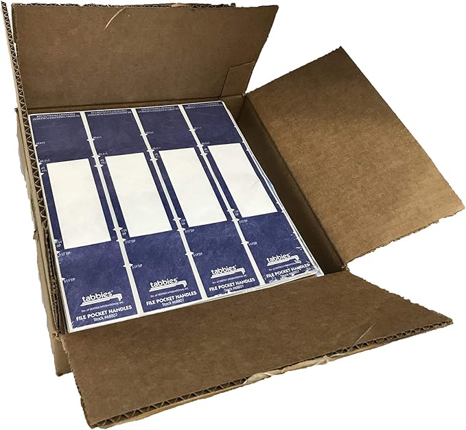 Tabbies File Pocket Handles, 9.63 X 2, Dark Blue/White, 4/Sheet, 12 Sheets/Pack