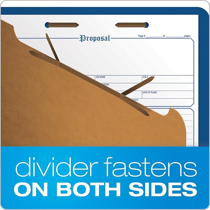 Globe-Weis/Pendaflex Colored Classification Folders, 2/5 Cut Tab, 1 Divider, 2-Inch Embedded Fasteners, Letter Size, Dark Blue, 10 Folders Per Box (23732)