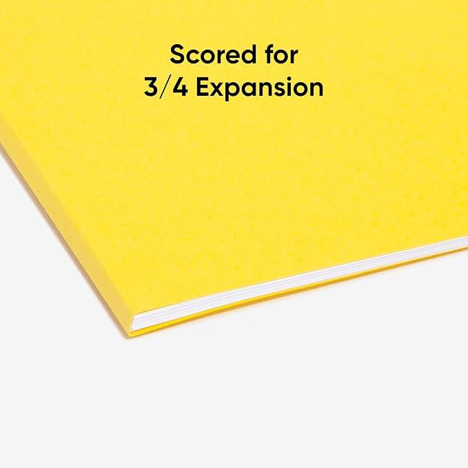 Smead FasTab Hanging File Folder, 1/3-Cut Built-in Tab, Letter Size, Yellow, 20 Count (64097) (Pack of 10)