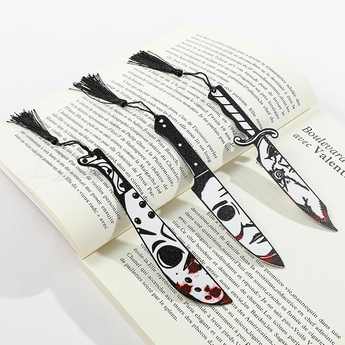 Horror Halloween Acrylic Bookmark for Women Spooky Novel Lovers Reading Accessories Student Study Stationery Halloween Gift for Men Women (5Pcs)