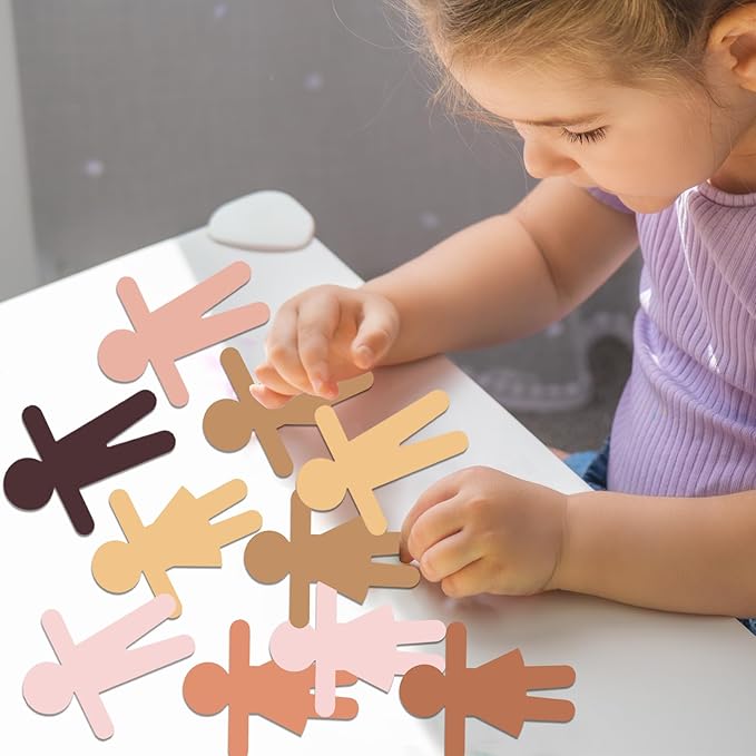 126 PCS Paper People Cutouts Crafts 5.9 x 4.5 Inch Multicultural People Shape Paper Cut Outs for Bulletin Board Boy Girl Person Cardstock for School Teachers Supplies Home Decoration