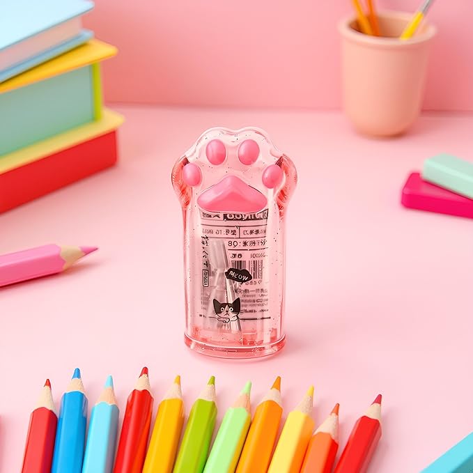 2Pcs Pink Cute Cat Paw Pencil Sharpener Kawaii School Supplies Student Prize Kids Gift Pencil Sharpener Cat Schools Supplies for Girls Cat Lovers Office School Home Writing and Correction Supplies