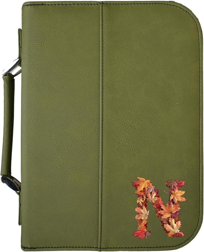 Personalized Vegan Leather Zippered Bible Cover – Custom Engraved Scripture Journal Case with Handle, Pen Holder & Pocket – Fits Large & Medium Bibles