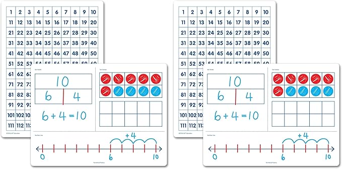 EAI Education Numerical Fluency & 120 Chart Flexible Dry-Erase Boards - Set of 10 (Pack of 2)