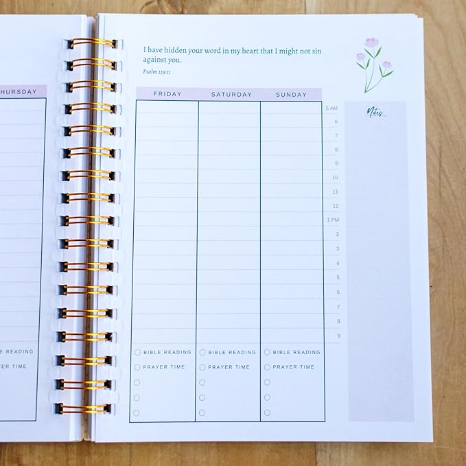 Coffee and Bible Time Undated Christian Calendar Planner – Inspirational Bible Verses, Faith-Based Spiral Monthly Planner for Women, Scripture & Prayer Organization