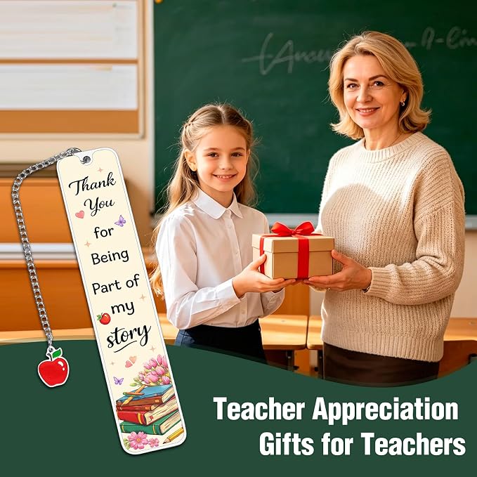 Teacher Appreciation Gifts for Women, End of Year Teacher Gift, Teacher Retirement Birthday Gifts for Women, Thank You for Being Part of My Story Bookmarks for Women, Graduation Teachers Day Gift