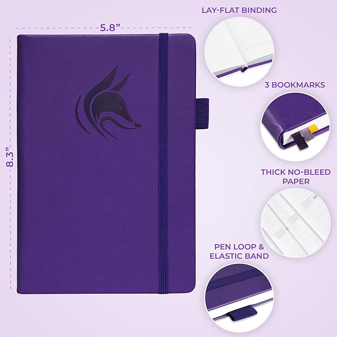 Clever Fox Dated Hourly Weekly Planner 2026 – Daily, Monthly & Yearly Agenda Organizer with Time Slots – Hardcover Journal, A5 Size (Purple)