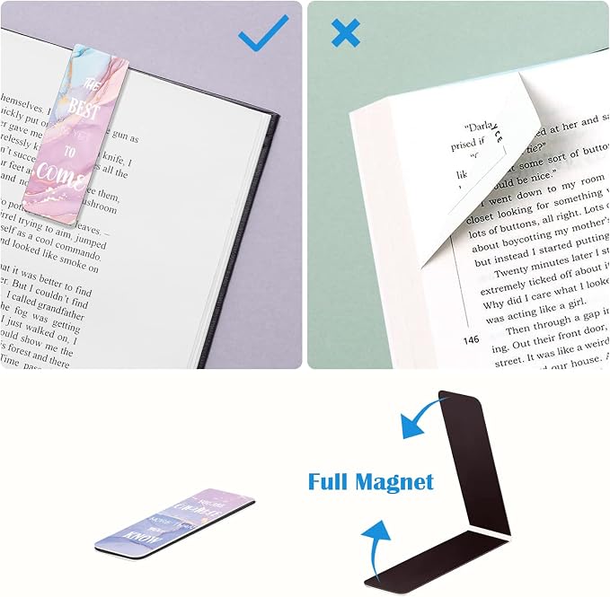 Inspirational Bookmarks for Women Men, Style C, 10 PCS | Magnet Page Markers, Assorted Book Markers, For Book Lovers, Students, Teachers, Adults