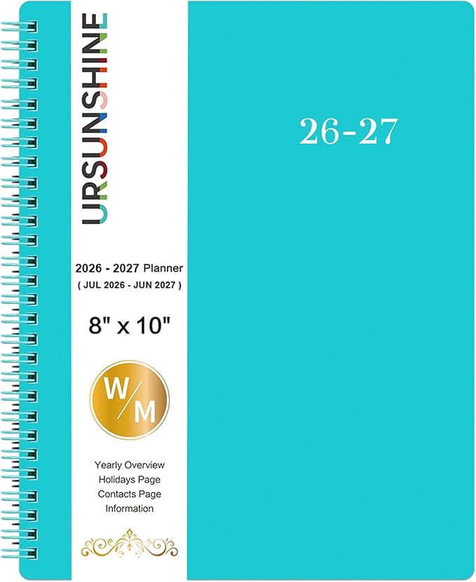 Planner 2026-2027 - Weekly & Monthly 2026-2027 Planner with Printed Tabs, Jul. 2026 - Jun. 2027, 8" x 10", Flexible Cover, Twin-Wire Binding, Premium Paper, Perfect Oganizer - Green