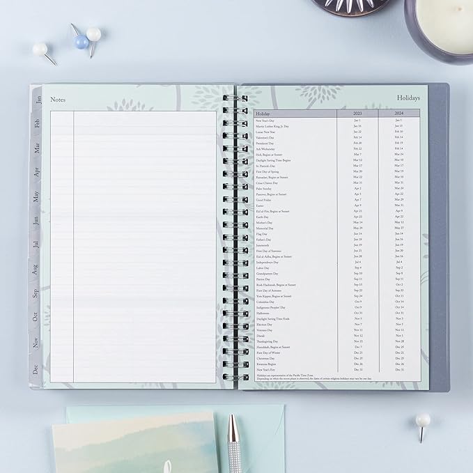 Blue Sky 2023 Weekly and Monthly Planner, January - December, 5" x 8", Frosted Cover, Wirebound, Rue Du Flore (101603-23)