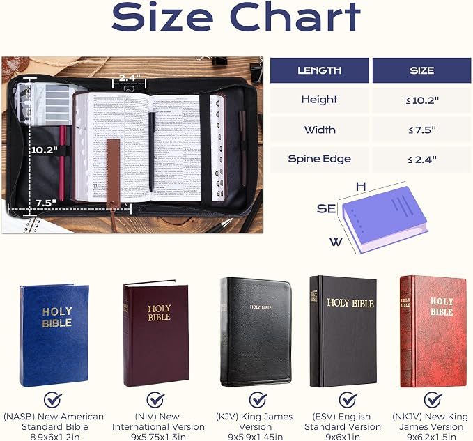 XKDOUS 20 Pcs Men's Bible Cover Kit Leather Carrying Book Cases Large Bible Bag with Handle, Study Supplies Carrier Organizer Father Day Christian Gift for Dad, Mom, Men, Women