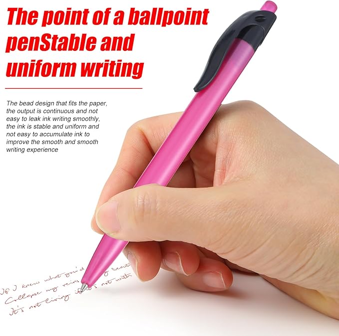 Retractable Red Ballpoint Pen for Smooth Writing 1.0mm Medium Pack of 100 Red Ink Pen, Click Red Pens Bulk with Comfort grip, Idea for Journaling, Planner, Note Taking Office School Supplies