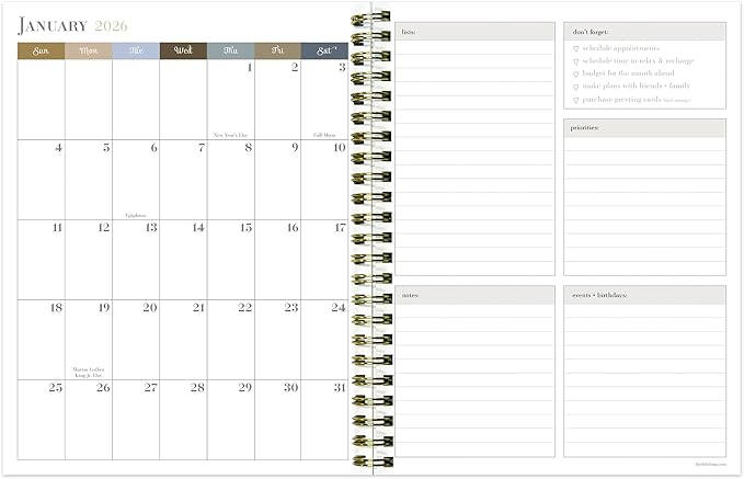 TF Publishing 2026 Garden Roses Medium Weekly Monthly Planner with 12-Month Calendar Grid, Notes, and Priorities Section - Weekly Schedule Planner with Habit Tracker and Stickers - 6.5in x 8in