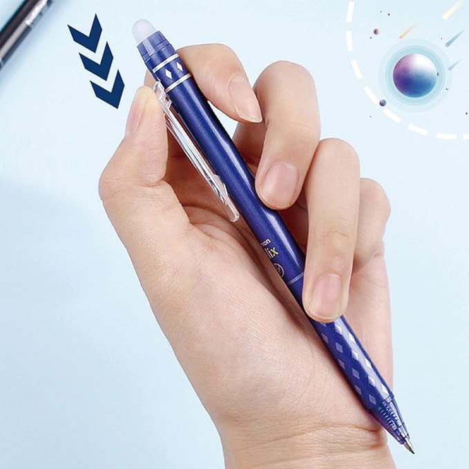 MOZXIRZ 6 Pcs Erasable Gel Ink Pens Retractable Pens 0.5mm Fine Point Blue Ink Smooth Writing Erasable Pen for Women Men Girls Boys Office School Supplies (6Pcs Blue Ink)