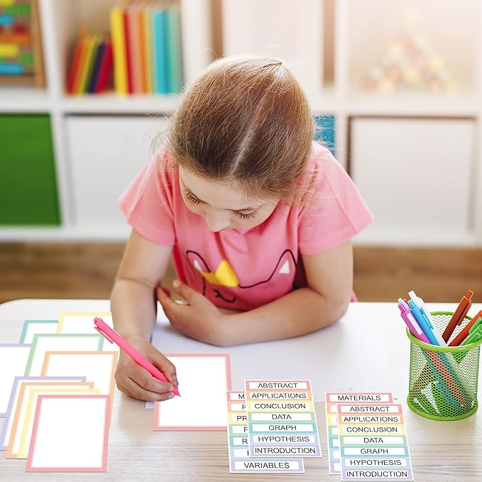 24 Sheets Science Board Supplies 18 Self Adhesive Presentation Science Subtitles & 6 Project Titles Board Sticker for School Office Supplies(Macaron Color)