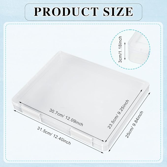 PerKoop 6 Pcs Clear Paper Storage Box A4 Plastic File Box Document Paper Organizer Storage Board Game Project Cases Containers with Buckle for Craft, Magazine(12.4 x 9.84 x 1.18 Inches,White)